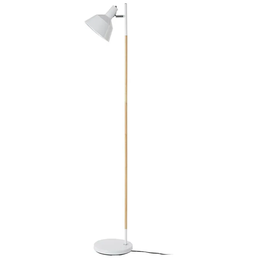 Floor Lamp with Adjustable Head - White, Wood image