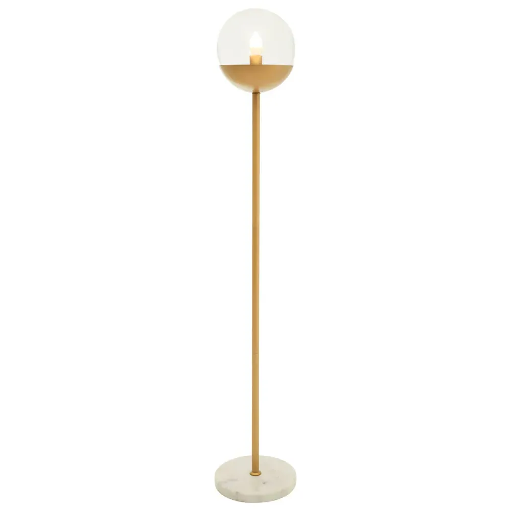 Globe Floor Lamp with Marble Base - Gold, Metal