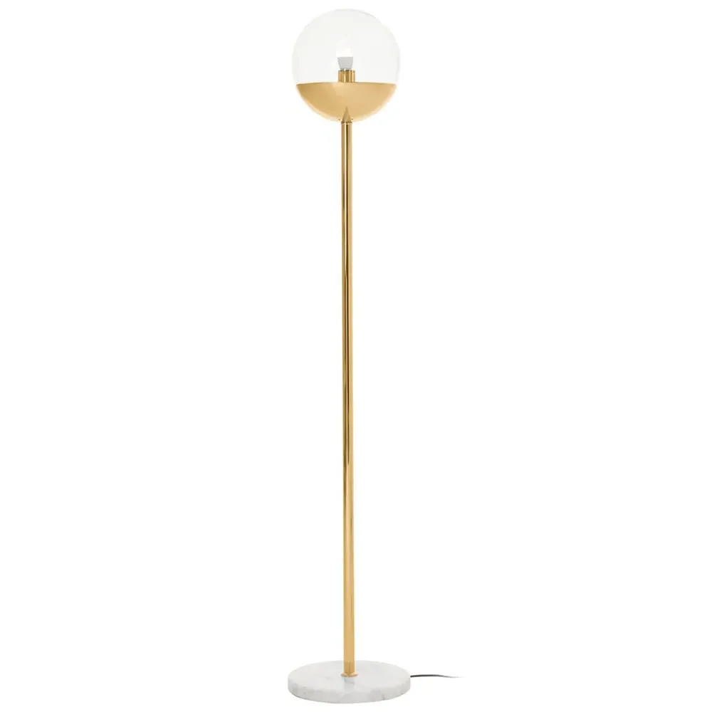 Globe Floor Lamp with Marble Base - Gold, Metal