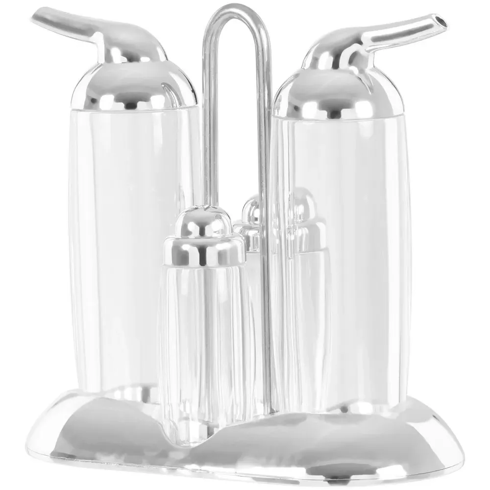 Gozo Condiments Set 4 Pack - Clear, Silver