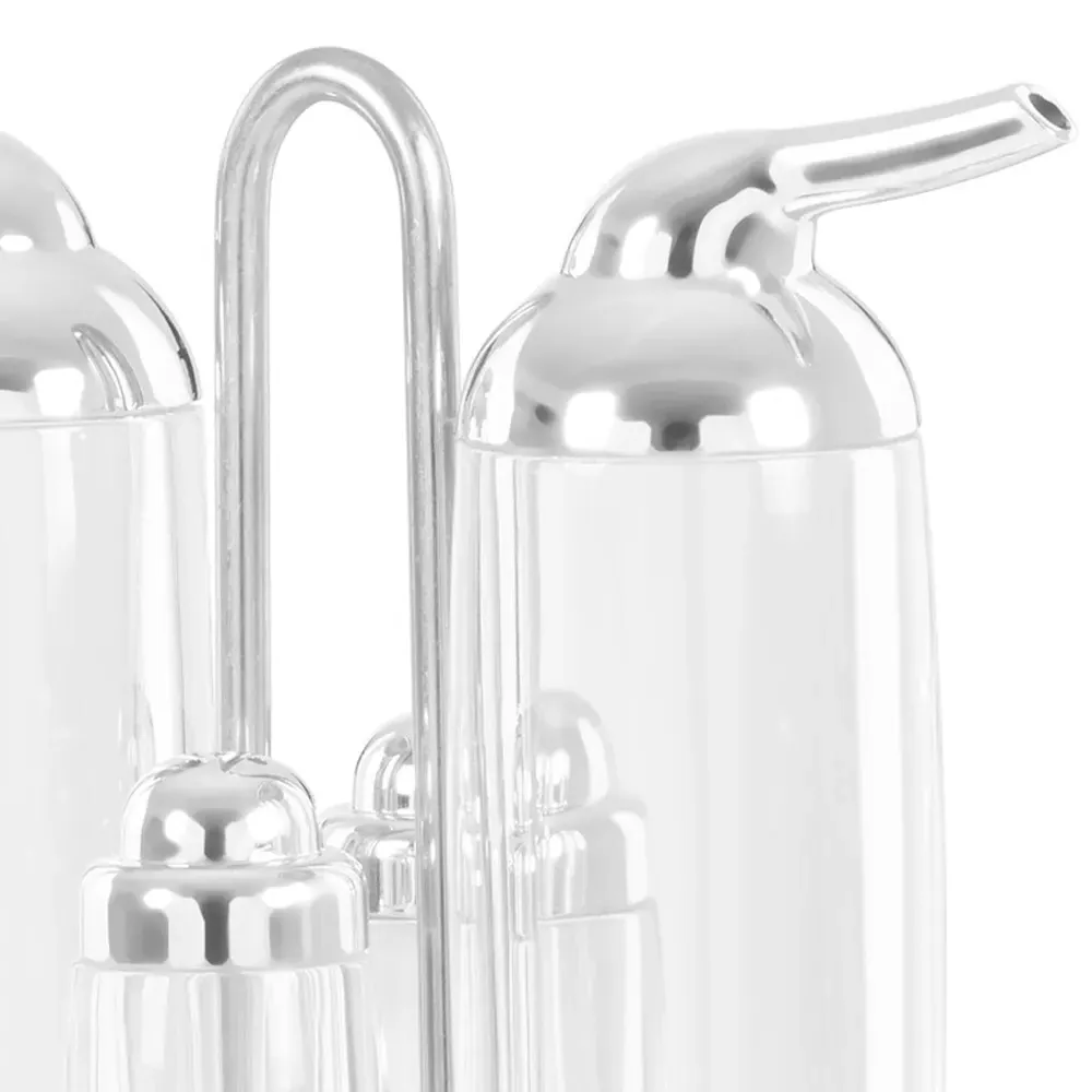 Gozo Condiments Set 4 Pack - Clear, Silver