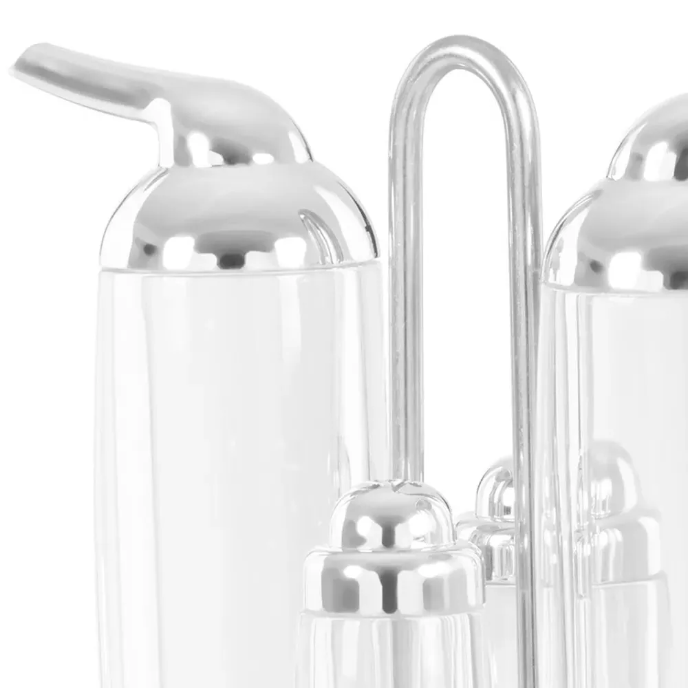 Gozo Condiments Set 4 Pack - Clear, Silver