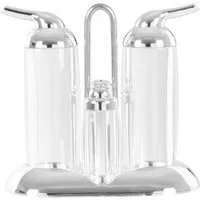 Gozo Condiments Set 4 Pack - Clear, Silver