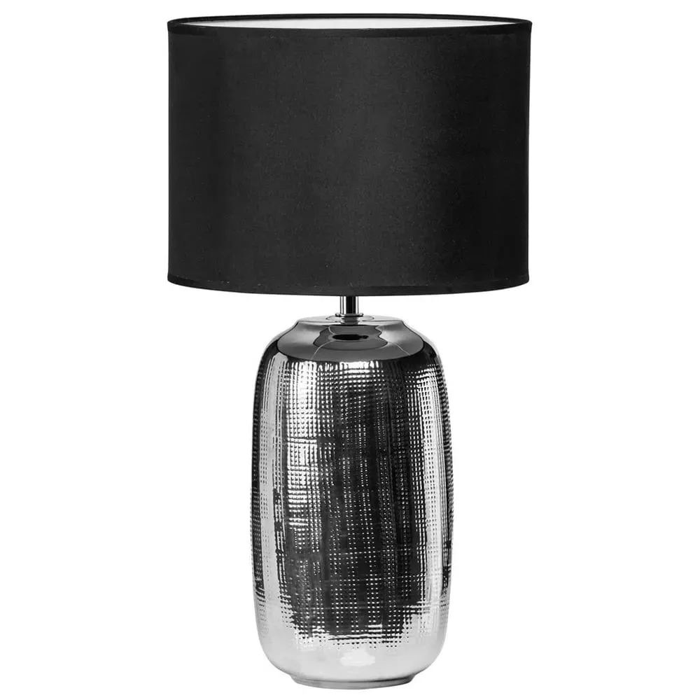 Hammered Effect Ceramic Base Table Lamp - Silver