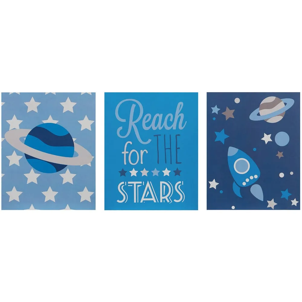 Kids Reach For The Stars Wall Plaques 3 Set - Blue image