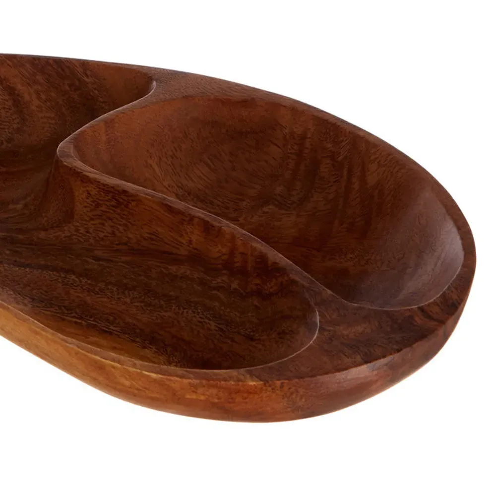 Kora 2 Section Serving Dish - Acacia Wood