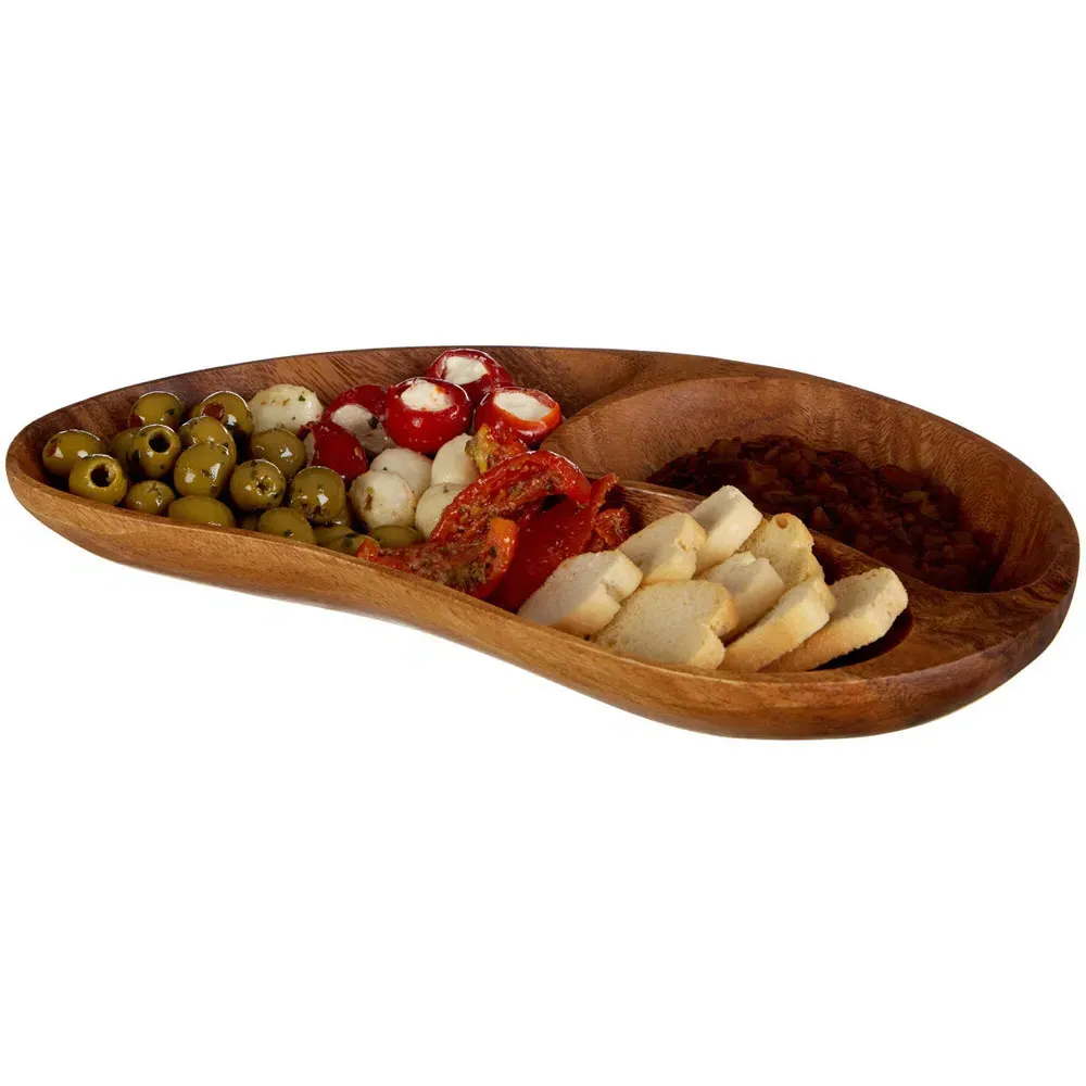 Kora 2 Section Serving Dish - Acacia Wood