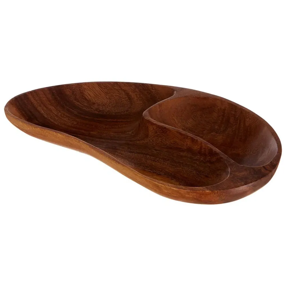 Kora 2 Section Serving Dish - Acacia Wood
