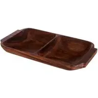 Kora 2 Section Serving Dish with Handles - Acacia Wood