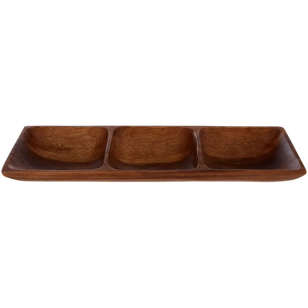 Kora 3 Section Rectangular Serving Dish - Acacia Wood