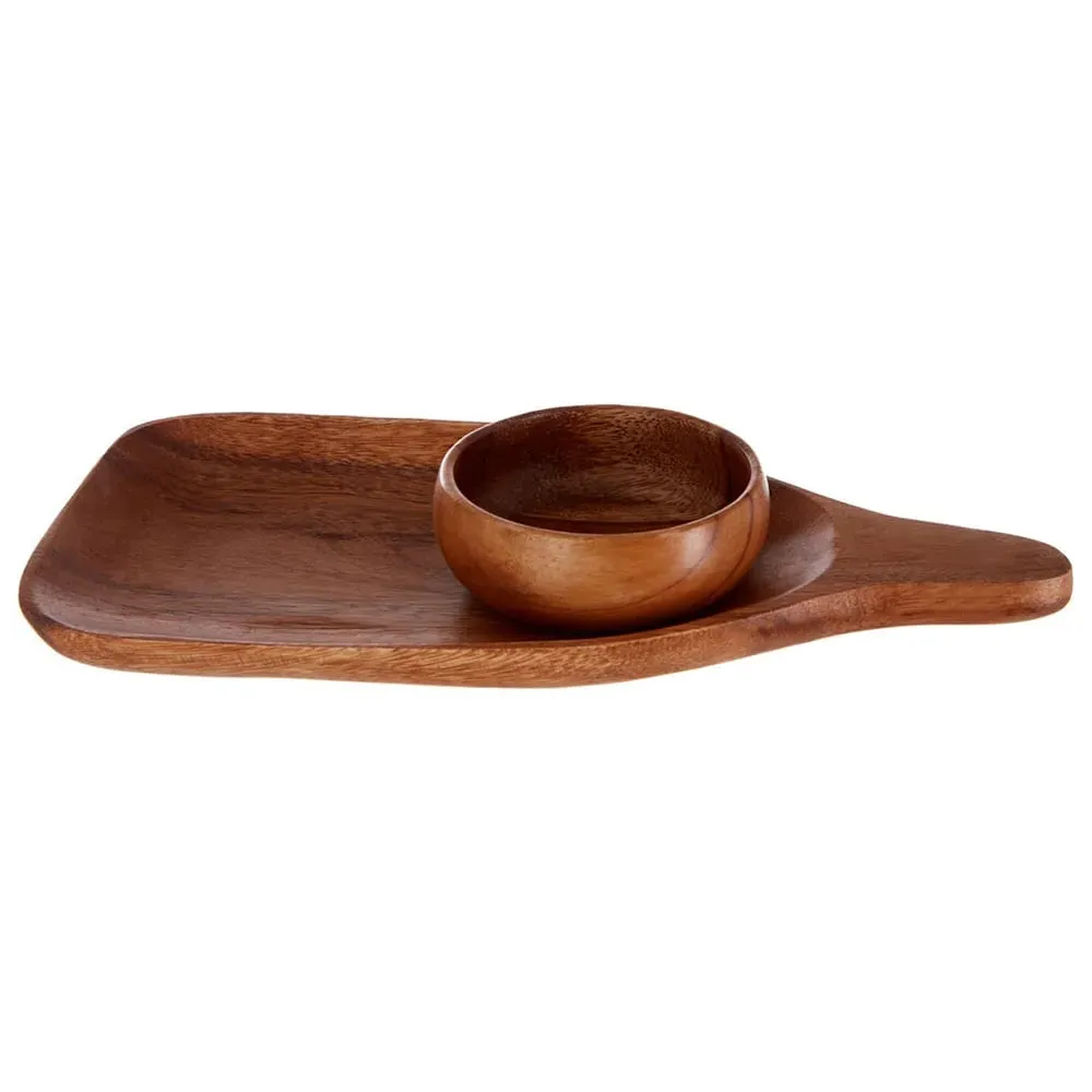 Kora Paddle and Dish Serving Set - Dark Brown, Acacia Wood image
