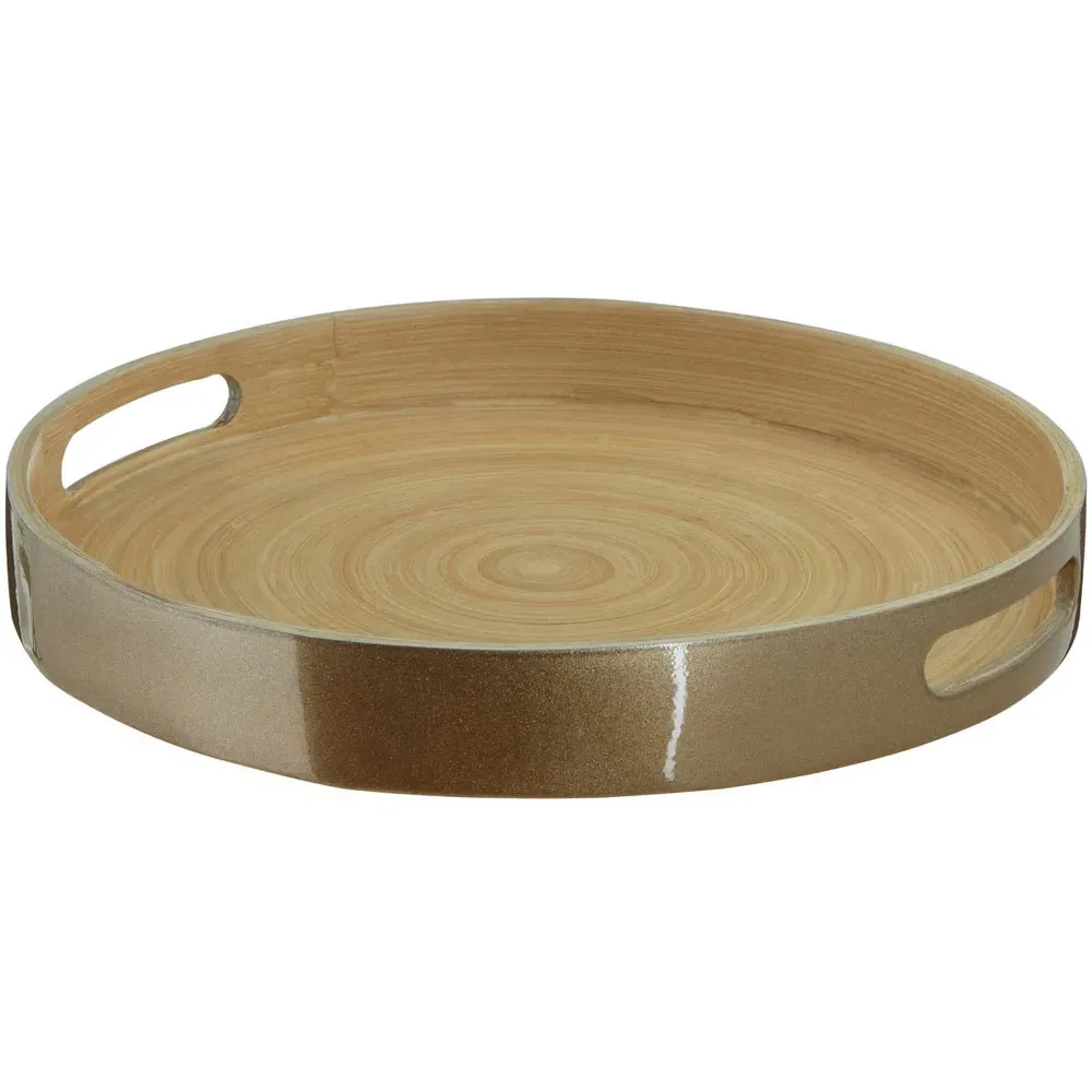 Kyoto Small Round Serving Tray - Gold, Bamboo