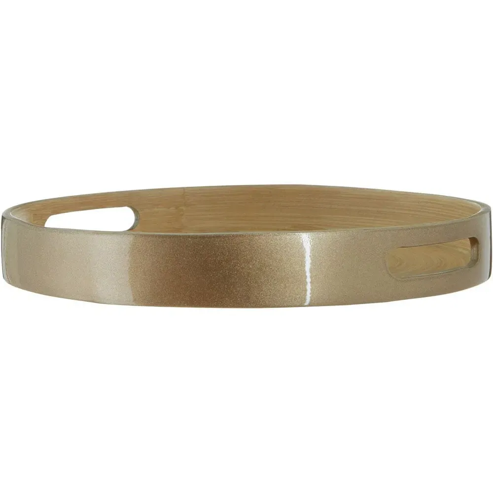 Kyoto Small Round Serving Tray - Gold, Bamboo image