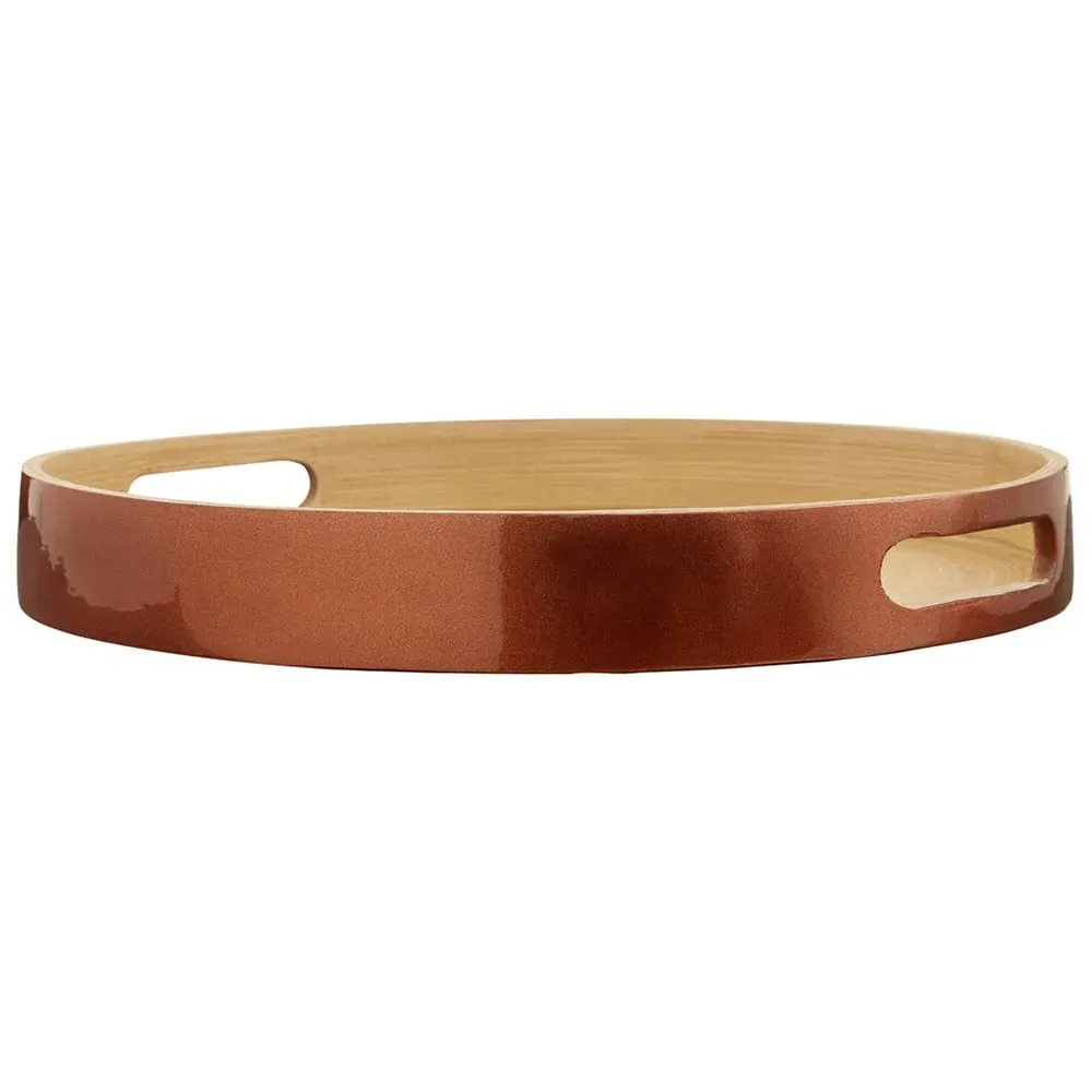 Kyoto Small Round Serving Tray - Rose Gold, Bamboo