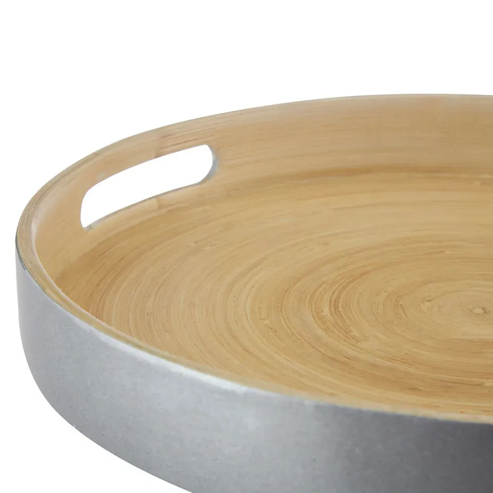 Kyoto Small Serving Tray with Handles - Silver, Bamboo