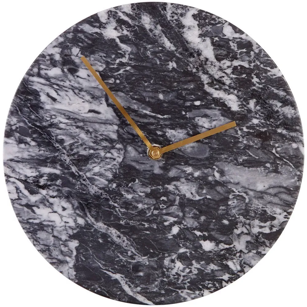 Lamonte Round Wall Clock - Black, Marble image