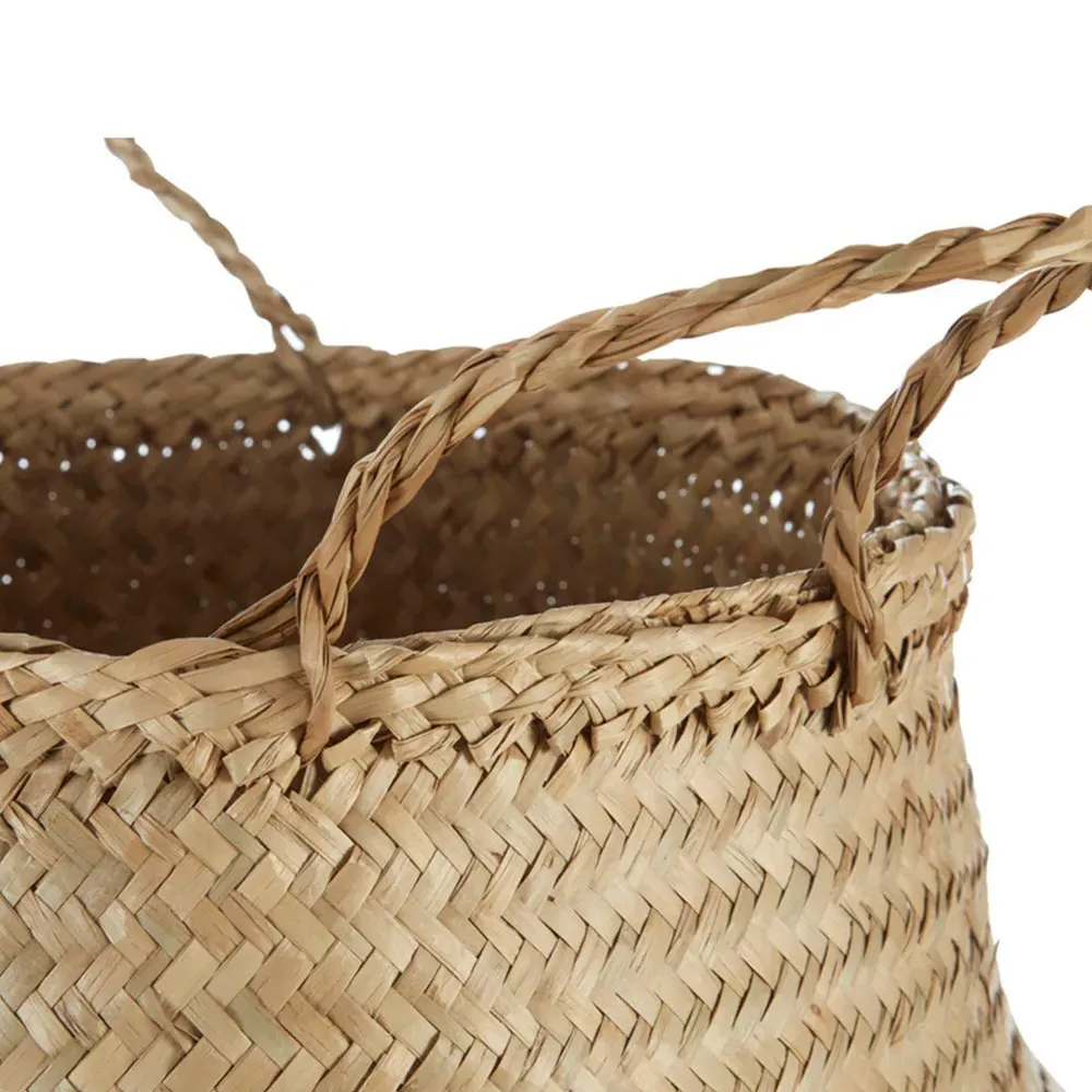 Large Seagrass Basket with Sequin Base - Gold, Seagrass