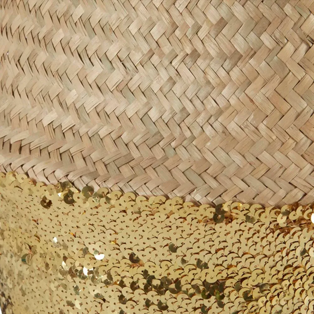 Large Seagrass Basket with Sequin Base - Gold, Seagrass