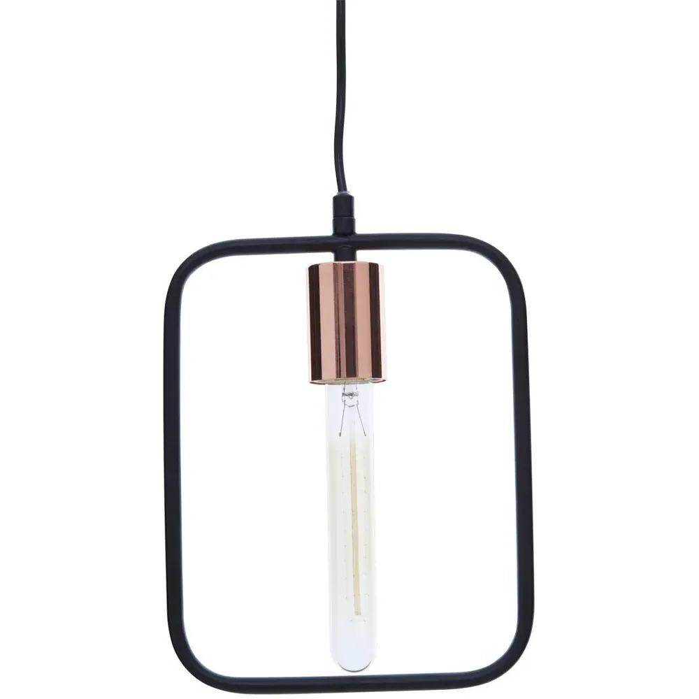 Lavis Rectangular Pendant Light - Black, Copper