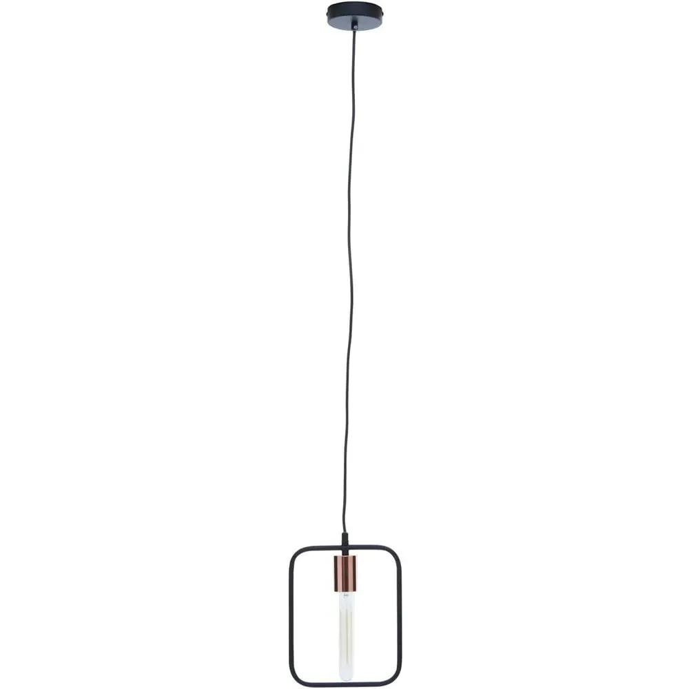 Lavis Rectangular Pendant Light - Black, Copper image