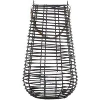 Lentigo Large Lantern - Black, Rattan