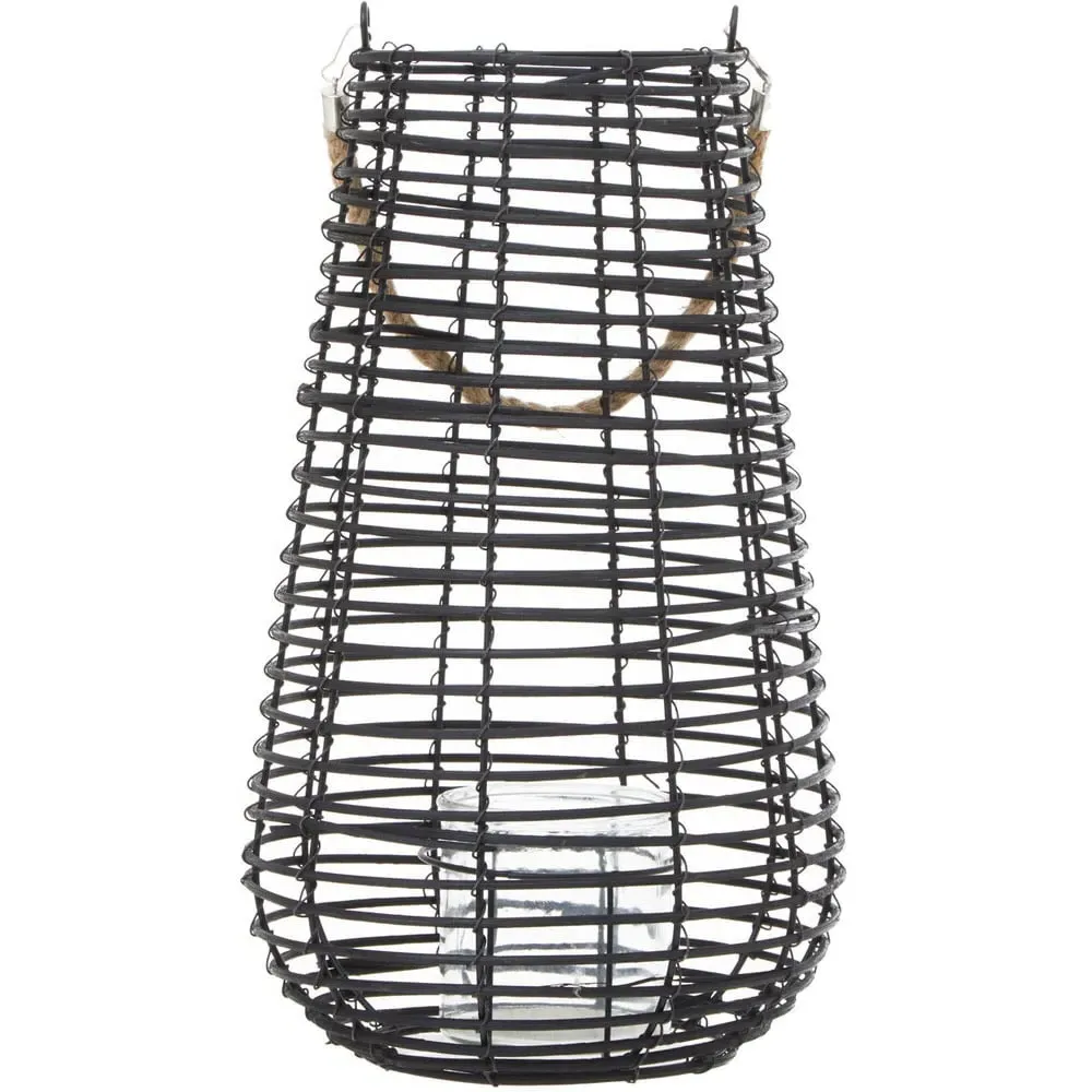 Lentigo Large Lantern - Black, Rattan image