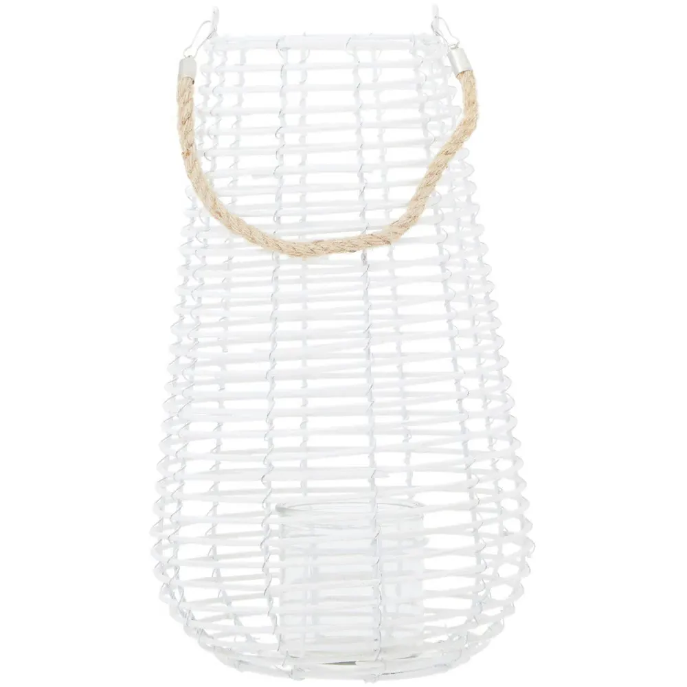 Lentigo Large Rattan Lantern - White
