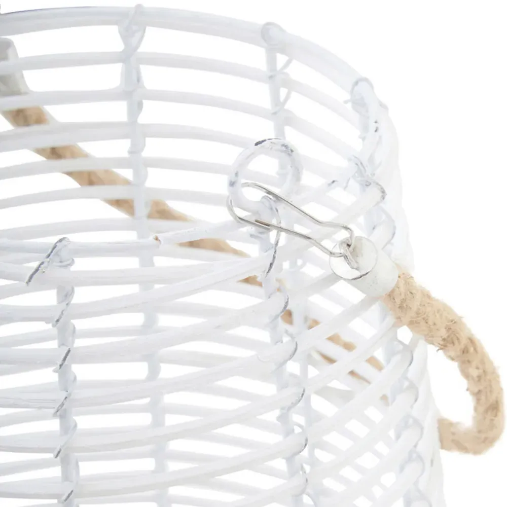 Lentigo Large Rattan Lantern - White