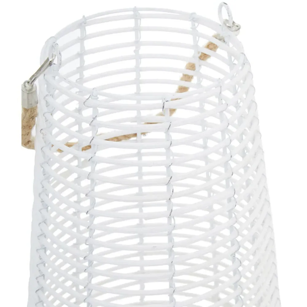 Lentigo Large Rattan Lantern - White