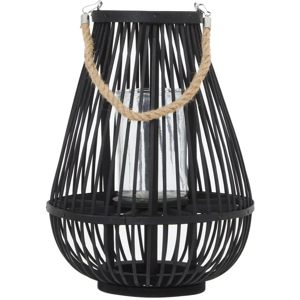 Lentigo Small Bamboo Lantern - Black, Rattan