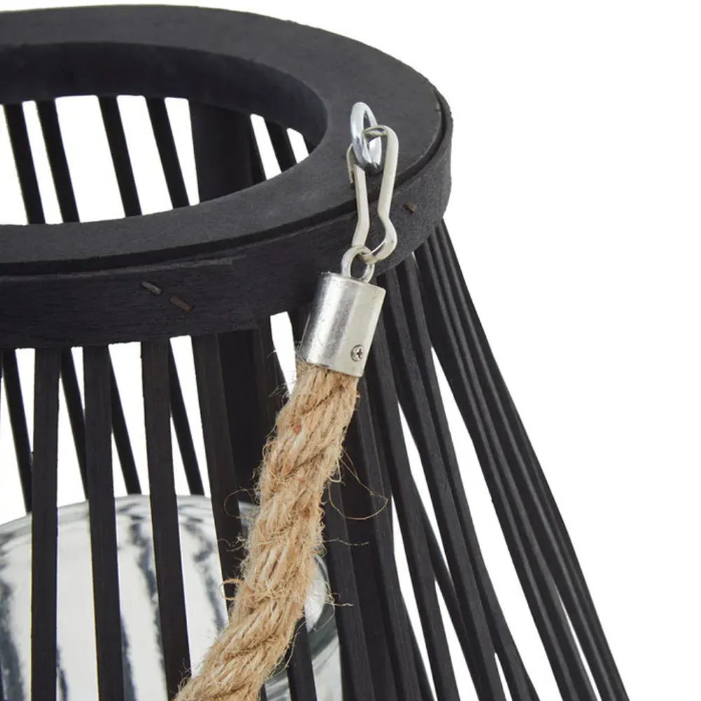Lentigo Small Bamboo Lantern - Black, Rattan