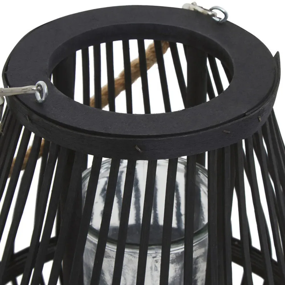 Lentigo Small Bamboo Lantern - Black, Rattan