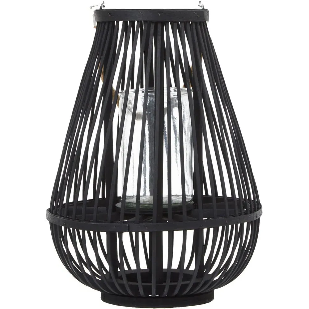 Lentigo Small Bamboo Lantern - Black, Rattan image