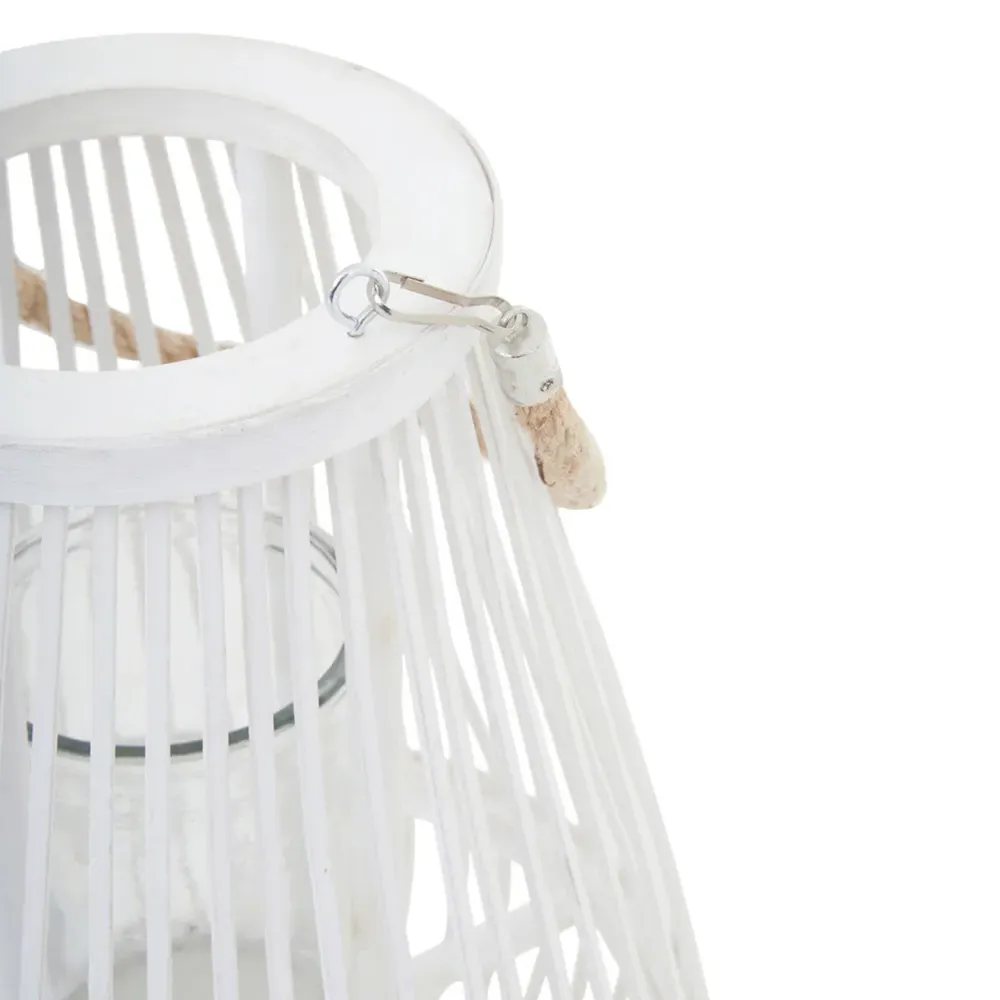 Lentigo Small Bamboo Lantern - White, Rattan