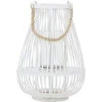Lentigo Small Bamboo Lantern - White, Rattan