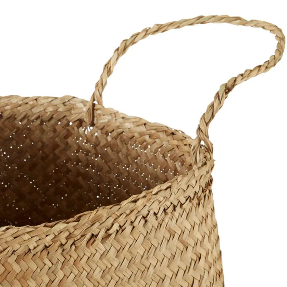 Medium Seagrass Basket with Sequin Base - Black, Seagrass