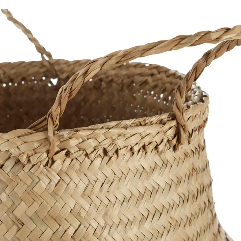 Medium Seagrass Basket with Sequin Base - Gold, Seagrass