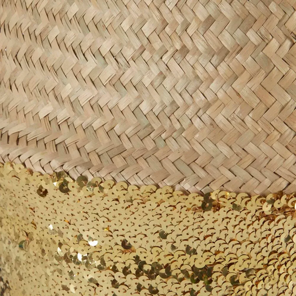 Medium Seagrass Basket with Sequin Base - Gold, Seagrass
