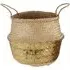 Medium Seagrass Basket with Sequin Base - Gold, Seagrass