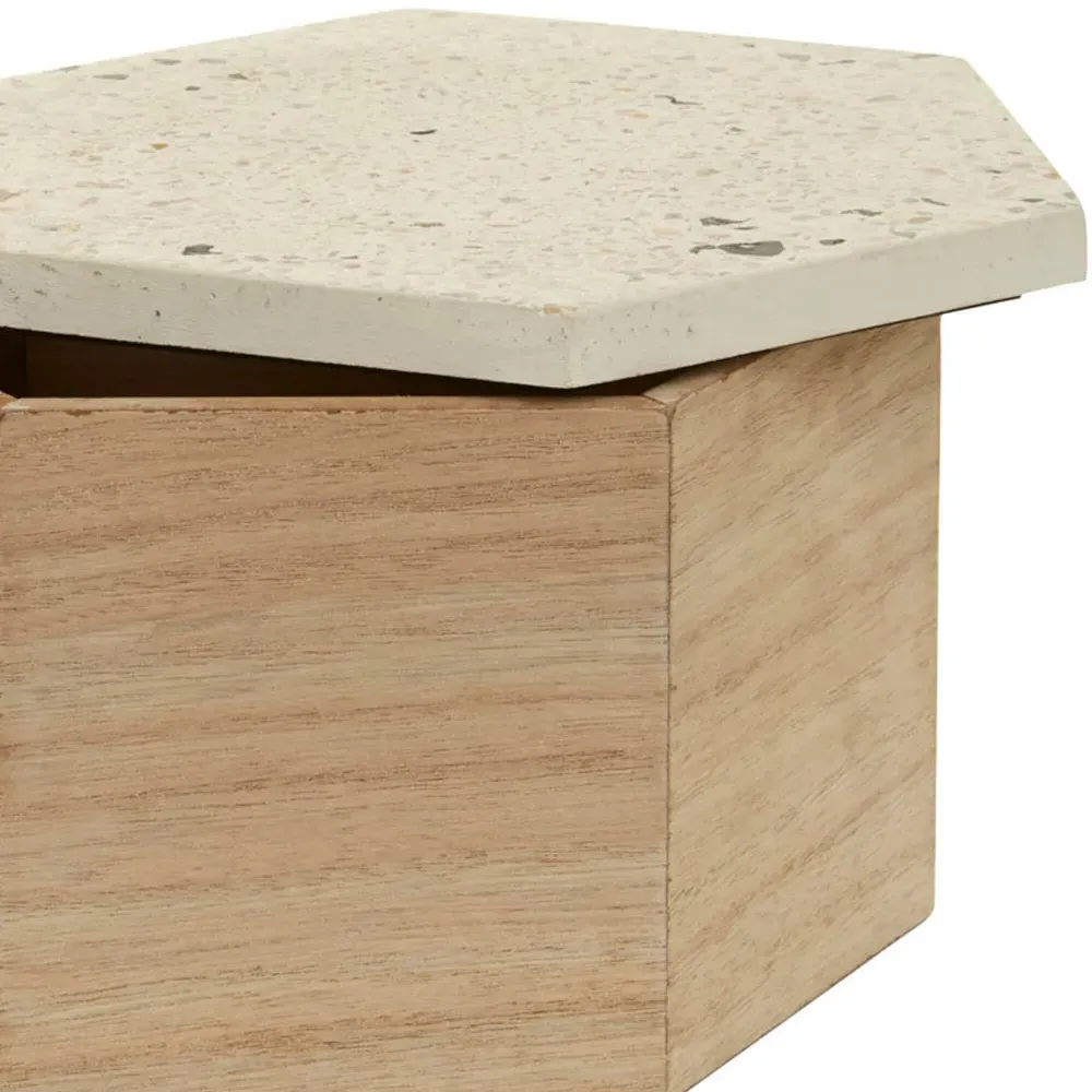 Mimo Large Hexagonal Trinket Box - White, Wood