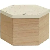 Mimo Large Hexagonal Trinket Box - White, Wood