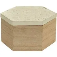 Mimo Small Hexagonal Trinket Box - White, Wood