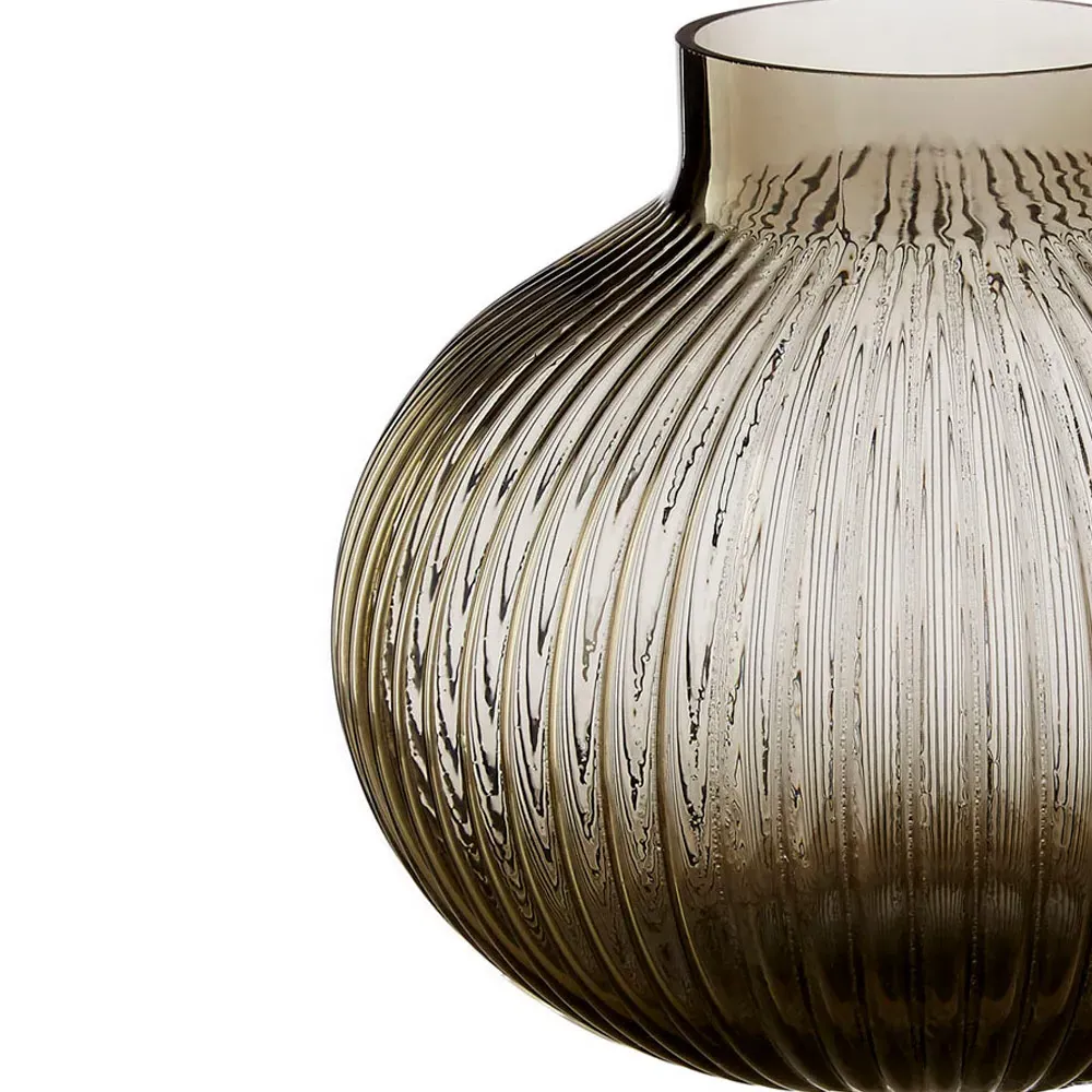 Nullah Spherical Glass Vase - Brown