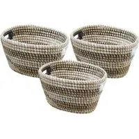 Oval Straw Basket 3 Pack - Brown, Straw