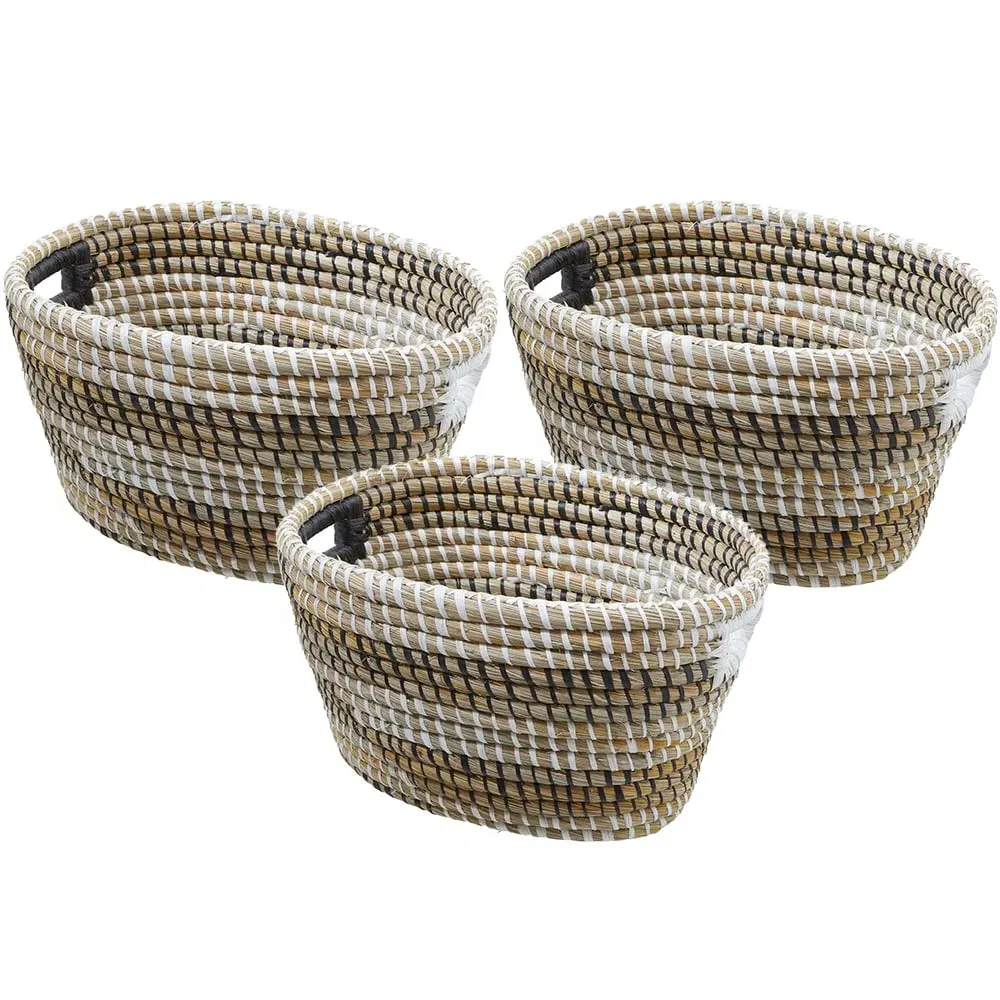 Oval Straw Basket 3 Pack - Brown, Straw