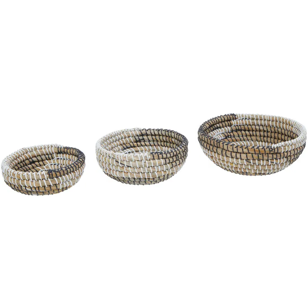 Oval Straw Basket 3 Pack - White, Straw