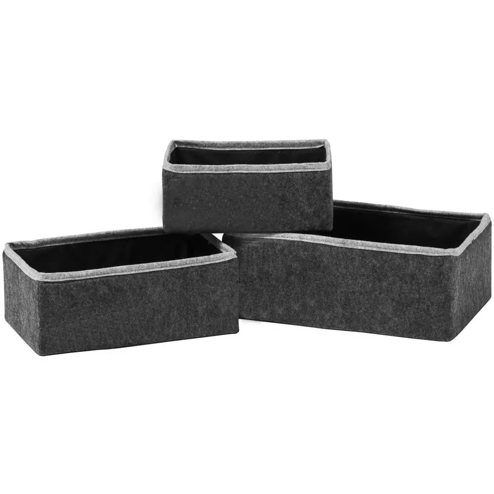 Rectangular Storage Boxes 3 Pack - Grey image