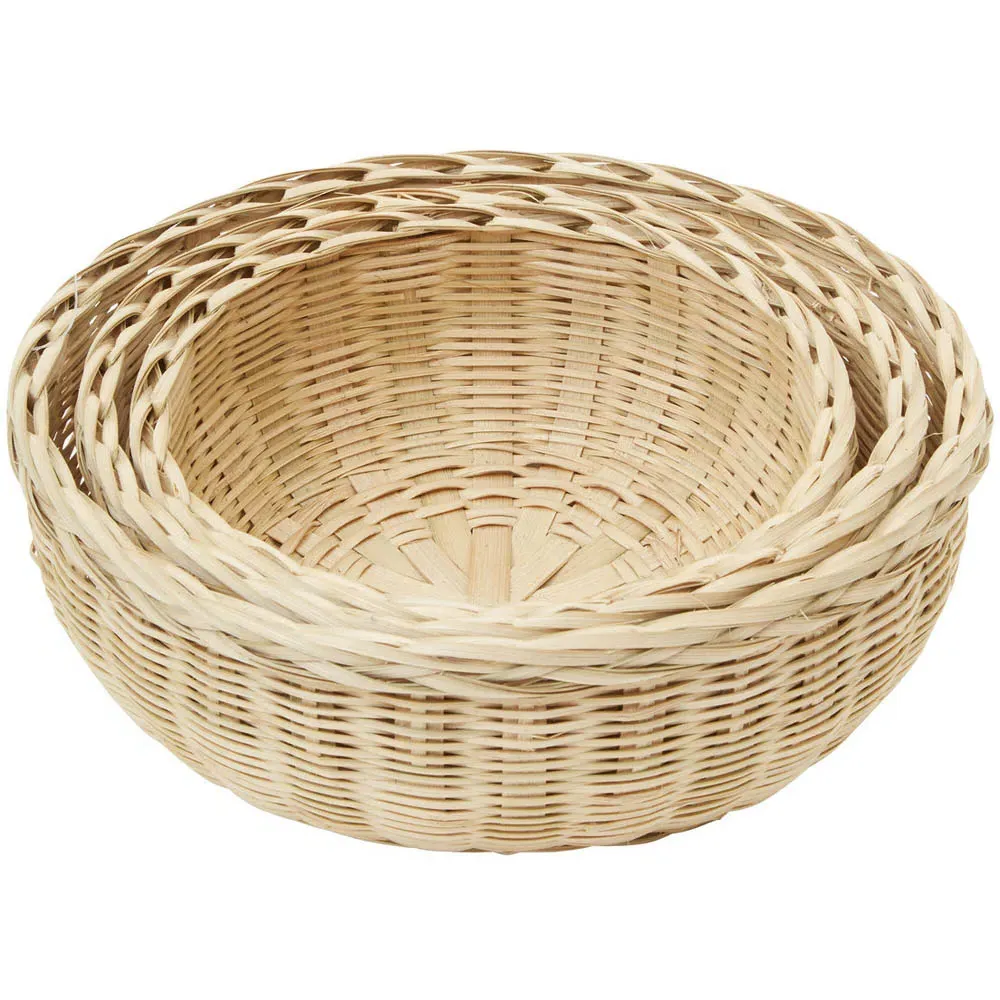 Round Bamboo Basket 3 Pack - Brown