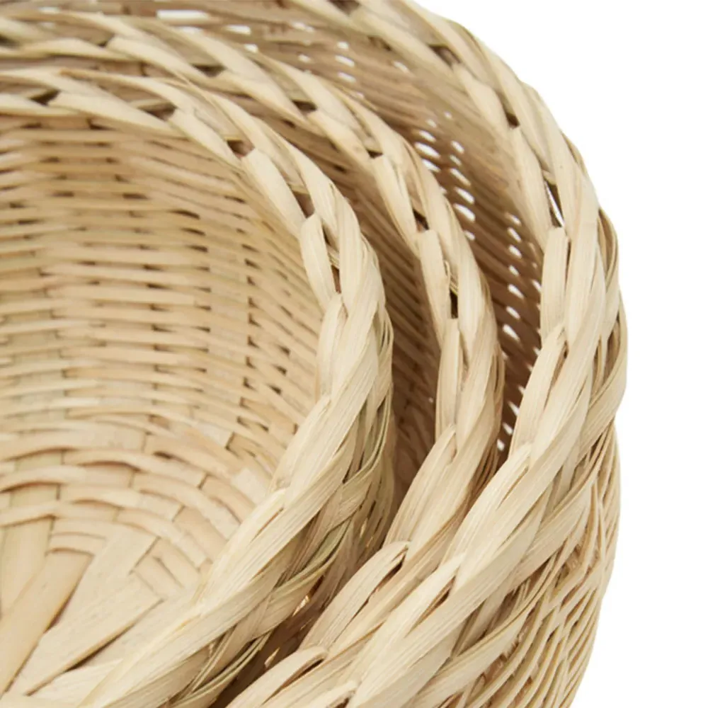 Round Bamboo Basket 3 Pack - Brown