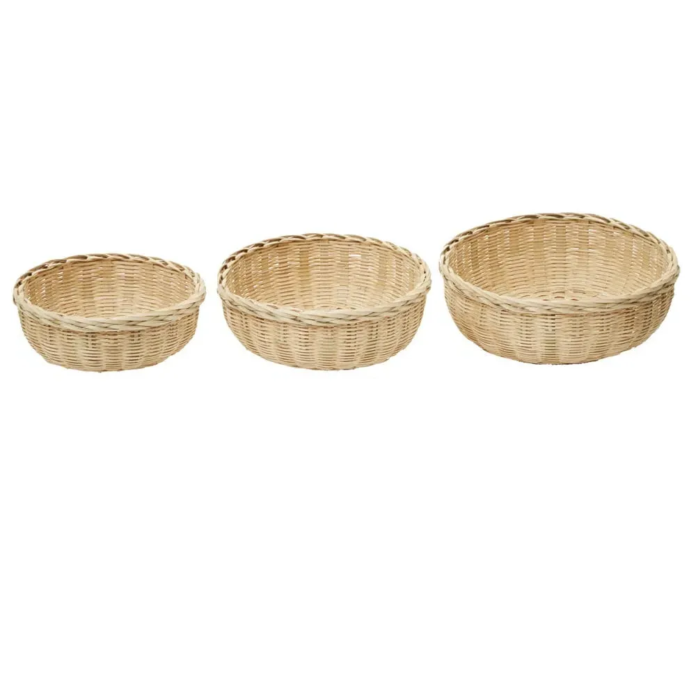 Round Bamboo Basket 3 Pack - Brown